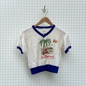 Vintage bedazzled Hollywood crop top.